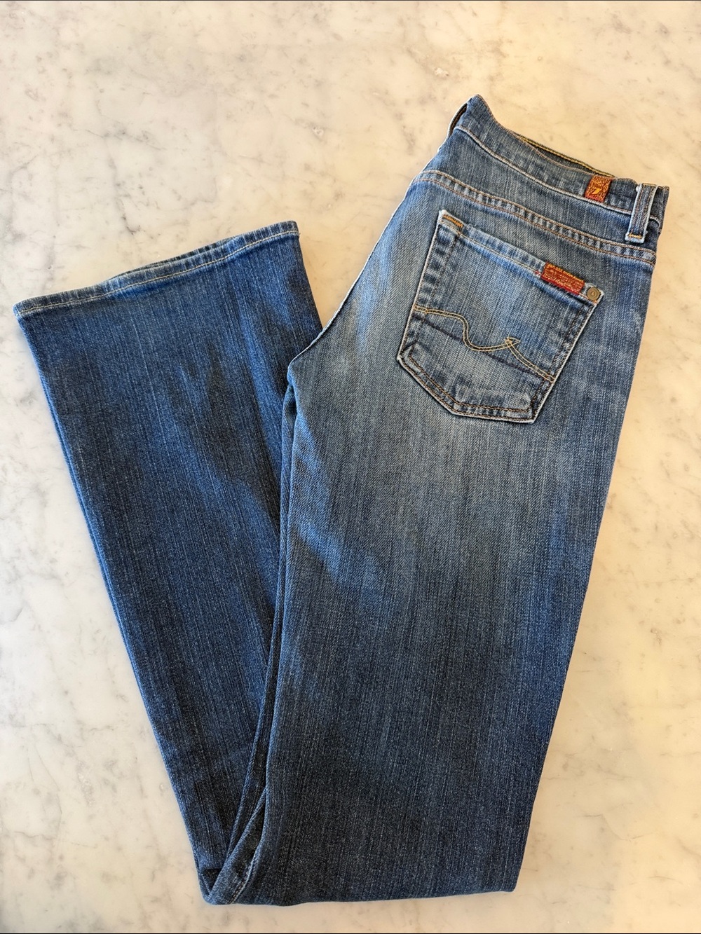 7 For All Mankind Women's Bootcut Jeans in Blue Denim